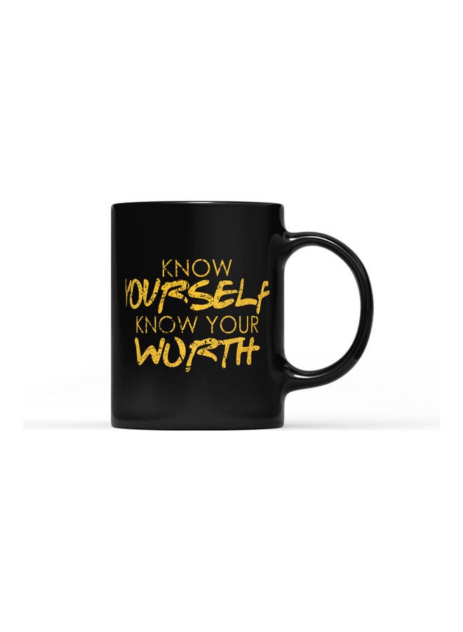 LOUD UNIVERSE Know Yourself Printed Coffee Mug Black/Yellow  - Image 1