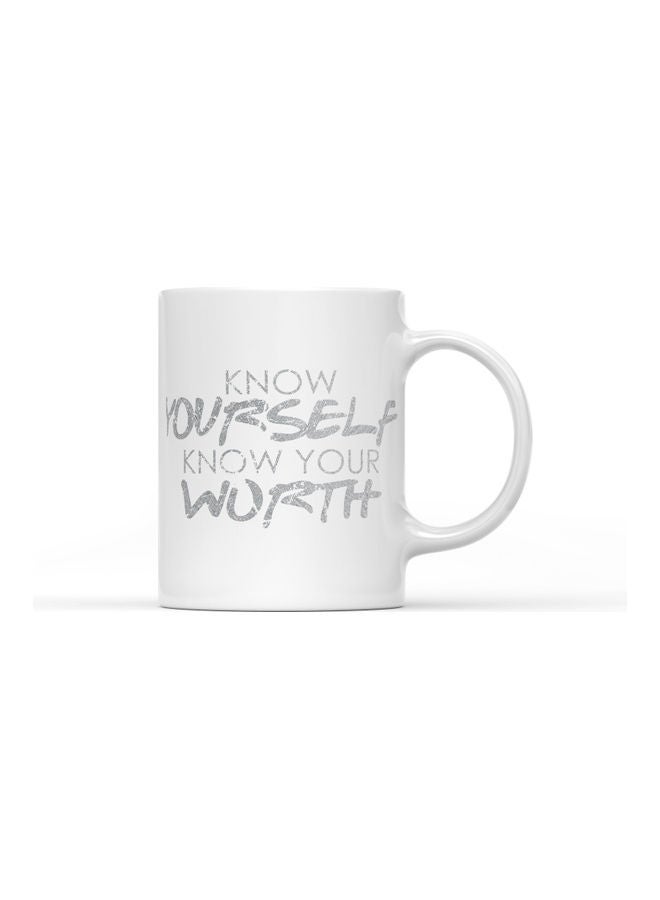 LOUD UNIVERSE Know Yourself Printed Coffee Mug White/Grey  - Image 1