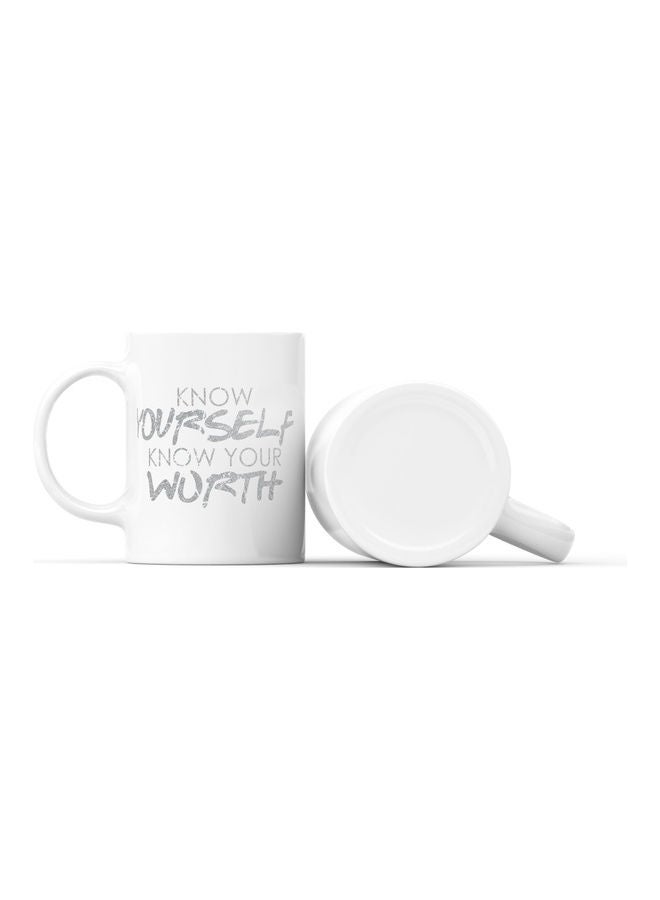 LOUD UNIVERSE Know Yourself Printed Coffee Mug White/Grey  - Image 2