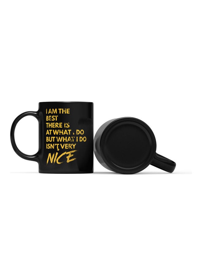 LOUD UNIVERSE Life Is A Gift Quote Printed Coffee Mug Black/Gold  - Image 2