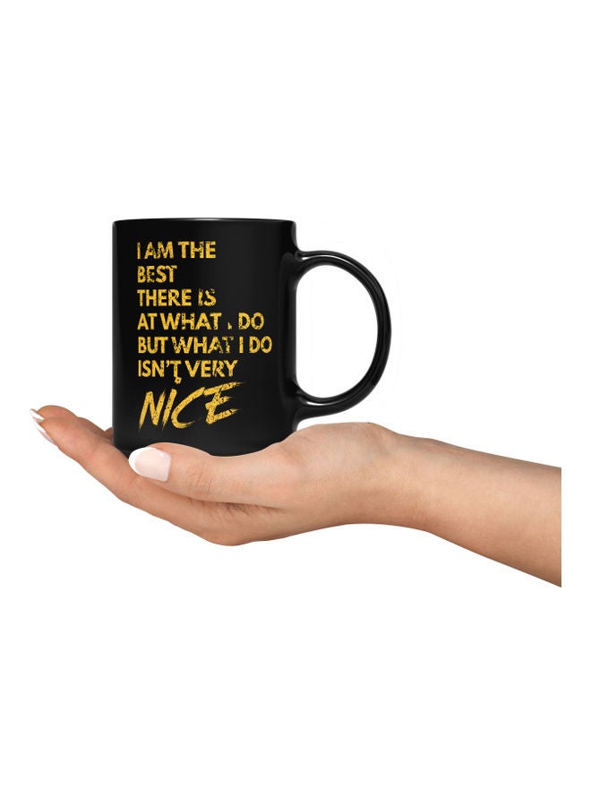 LOUD UNIVERSE Life Is A Gift Quote Printed Coffee Mug Black/Gold  - Image 3