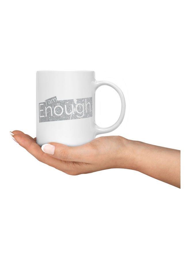 LOUD UNIVERSE I Am Enough Quote Printed Mug White/Silver  - Image 3