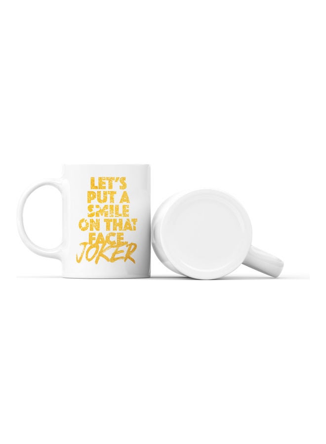 LOUD UNIVERSE Let's Put A Smile On That Face Joker Printed Coffee Mug White/Yellow - Image 2