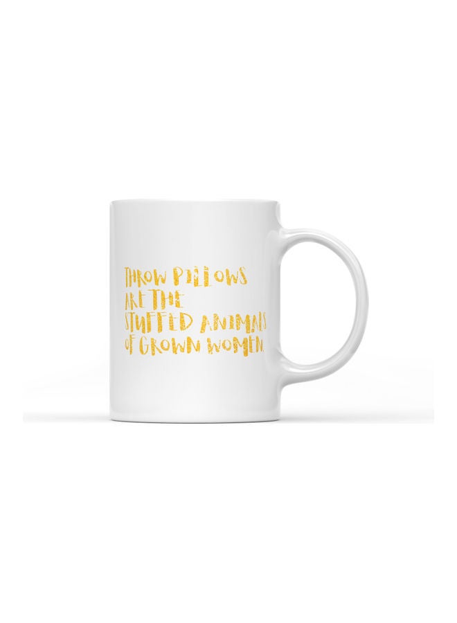 LOUD UNIVERSE Throw Pillows Are The Stuffed Animals Printed Coffee Mug White/Gold  - Image 1