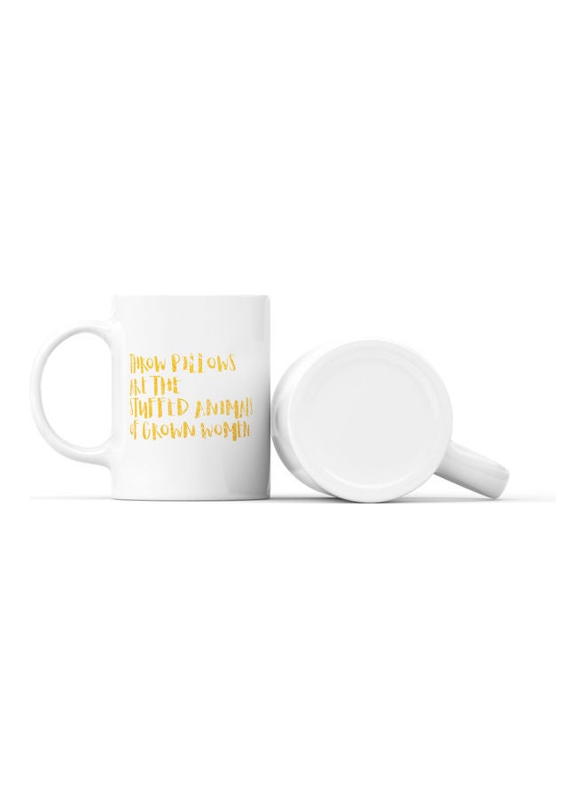 LOUD UNIVERSE Throw Pillows Are The Stuffed Animals Printed Coffee Mug White/Gold  - Image 2