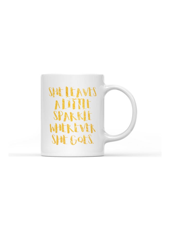 LOUD UNIVERSE She Leaves Little Sparkle Printed Coffee Mug White/Yellow  - Image 1