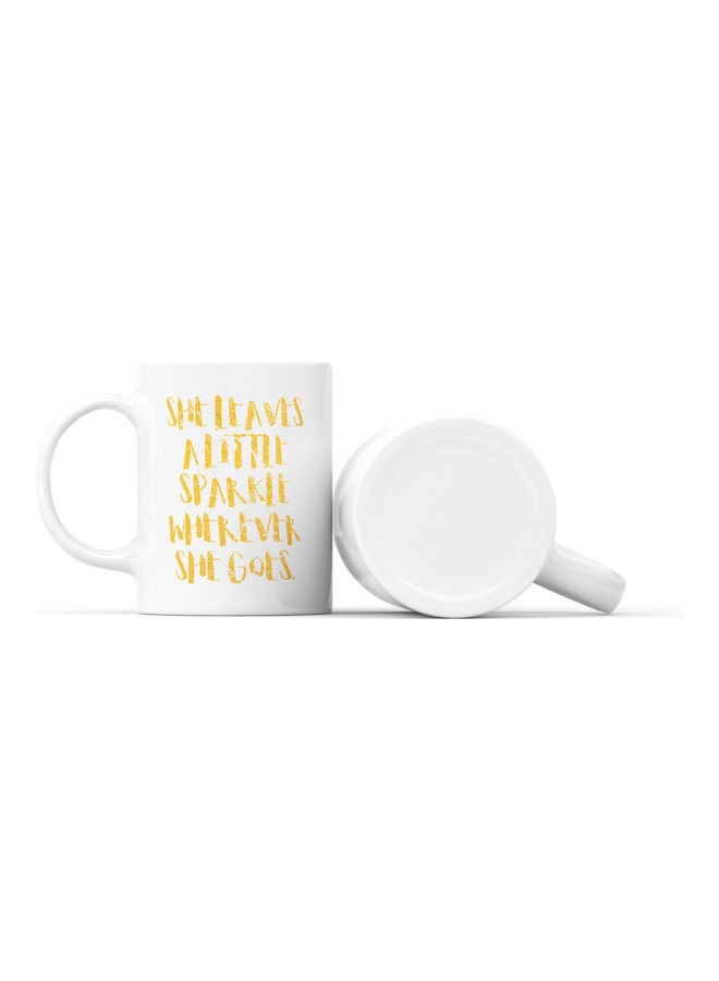 LOUD UNIVERSE She Leaves Little Sparkle Printed Coffee Mug White/Yellow  - Image 2