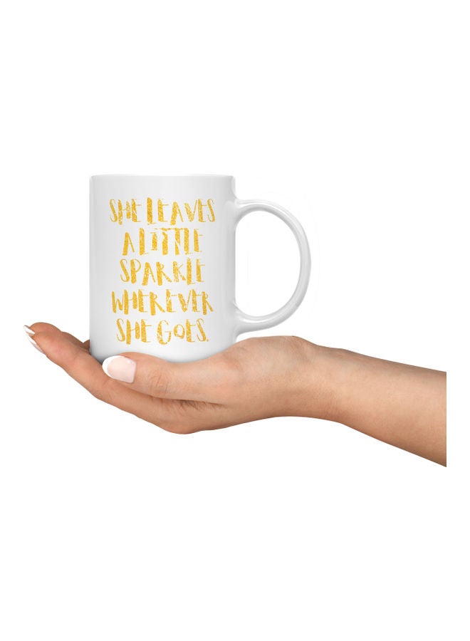 LOUD UNIVERSE She Leaves Little Sparkle Printed Coffee Mug White/Yellow  - Image 3