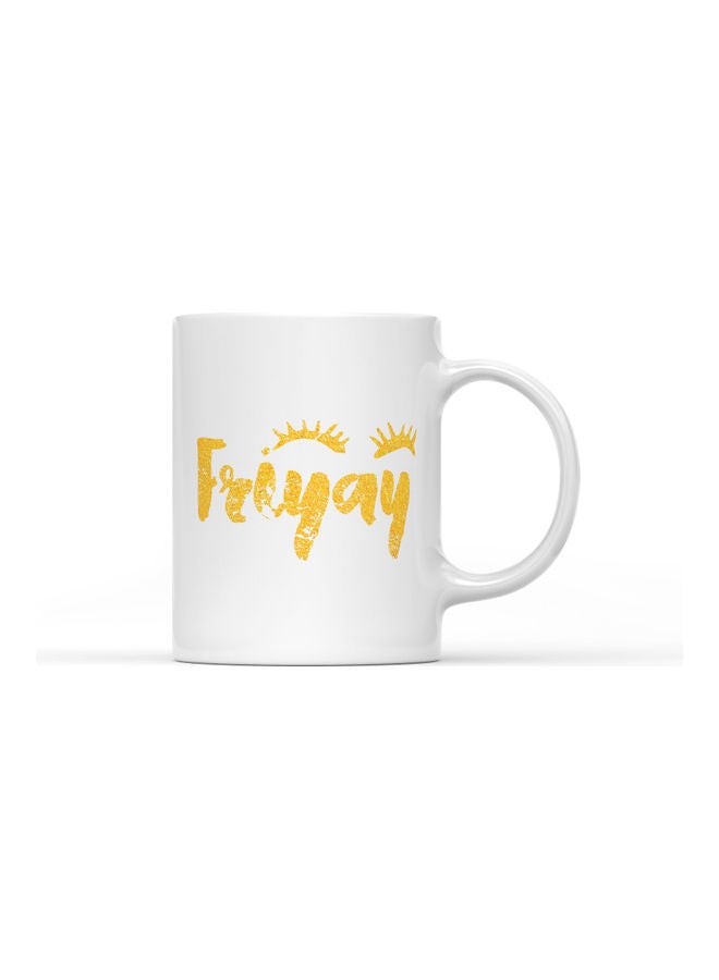 LOUD UNIVERSE Friyay Women Theme Printed Coffee Mug White/Yellow  - Image 1