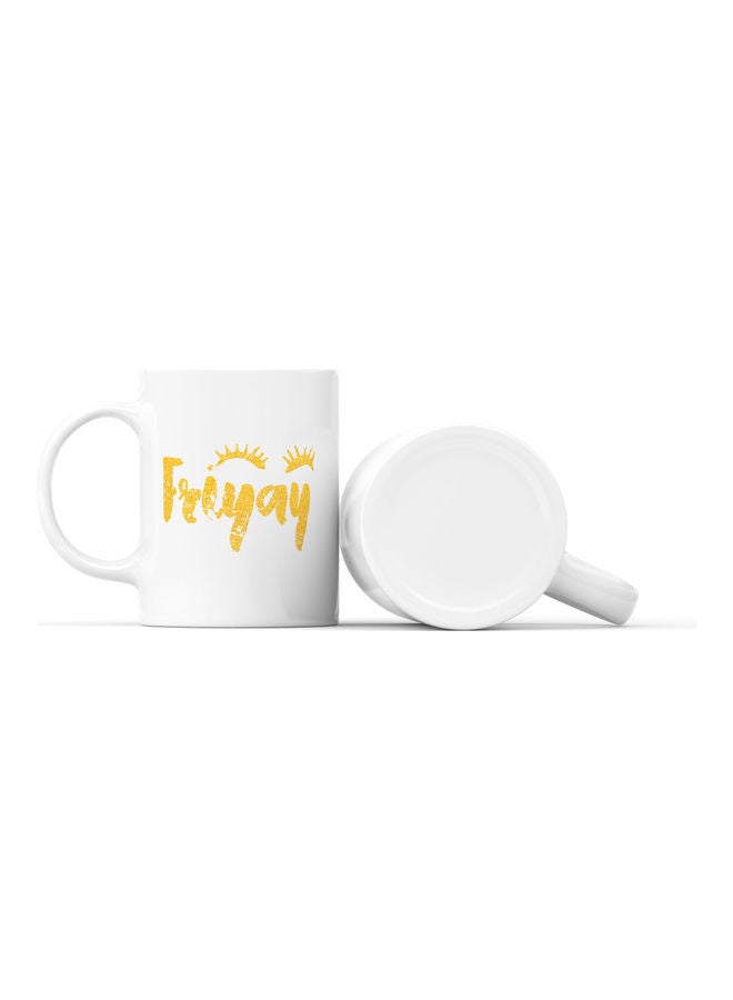 LOUD UNIVERSE Friyay Women Theme Printed Coffee Mug White/Yellow  - Image 2