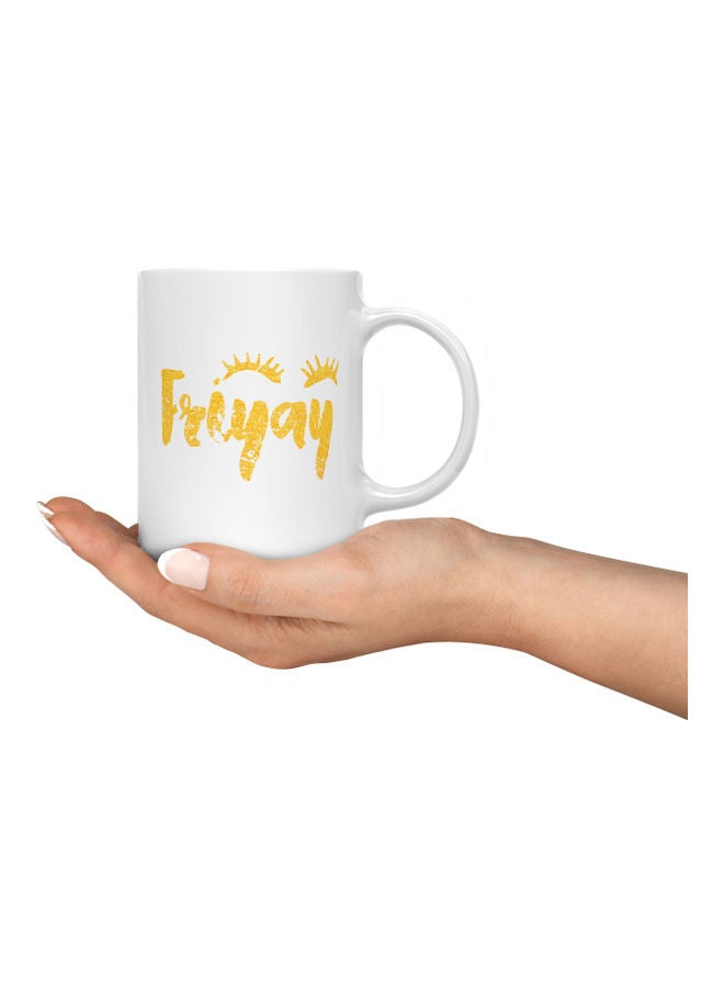LOUD UNIVERSE Friyay Women Theme Printed Coffee Mug White/Yellow  - Image 3
