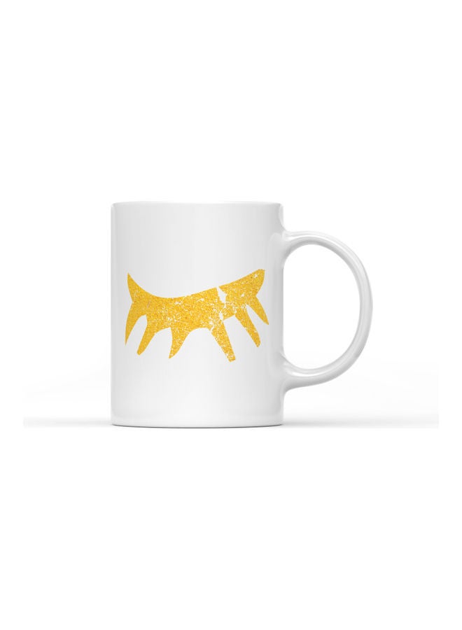 LOUD UNIVERSE Eye Lashes Printed Coffee Mug White/Yellow  - Image 1