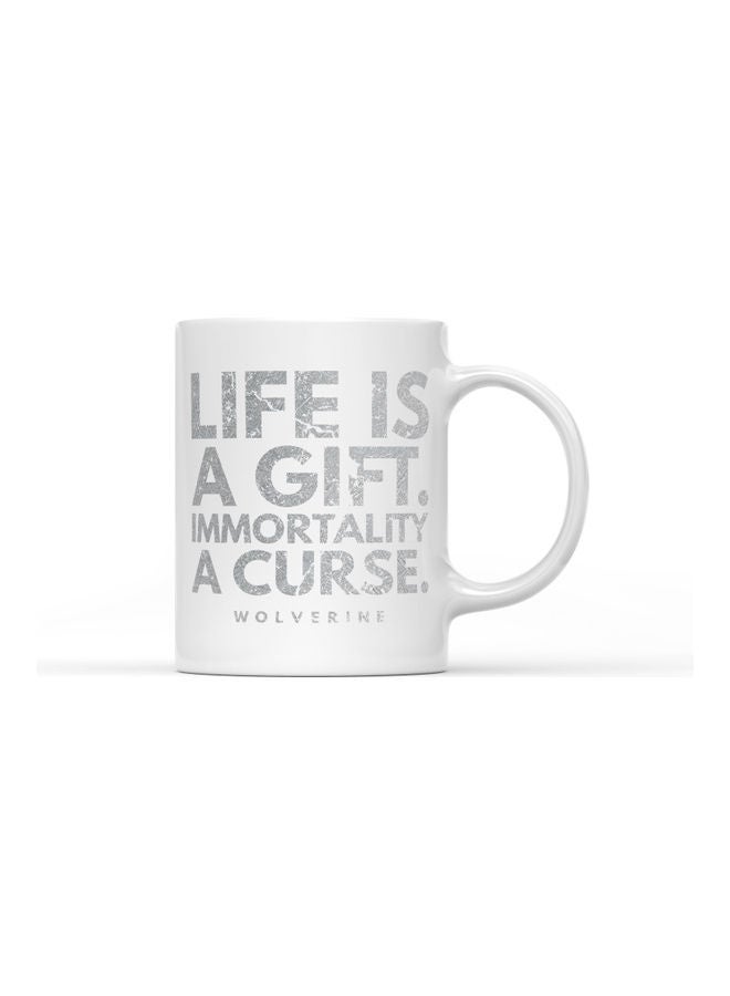 LOUD UNIVERSE Life Is A Gift Quote Printed Coffee Mug White/Grey  - Image 1