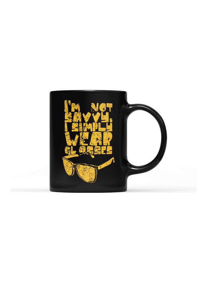 LOUD UNIVERSE Savvy Glasses Design Printed Coffee Mug Black/Gold  - Image 1