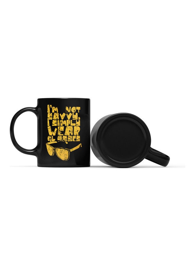 LOUD UNIVERSE Savvy Glasses Design Printed Coffee Mug Black/Gold  - Image 2