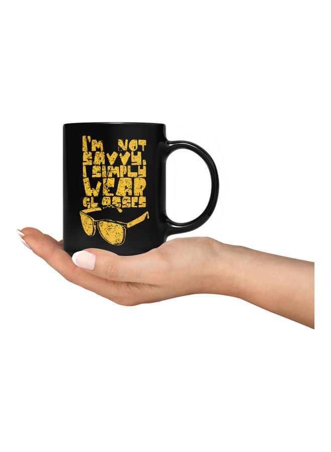 LOUD UNIVERSE Savvy Glasses Design Printed Coffee Mug Black/Gold  - Image 3