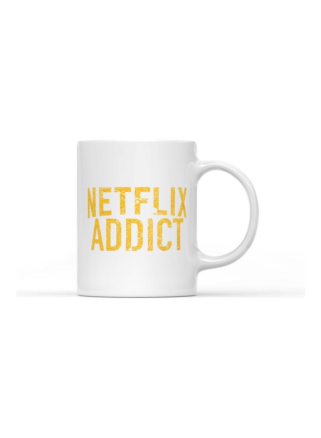 LOUD UNIVERSE Netflix Addict Printed Coffee Mug White/Gold  - Image 1