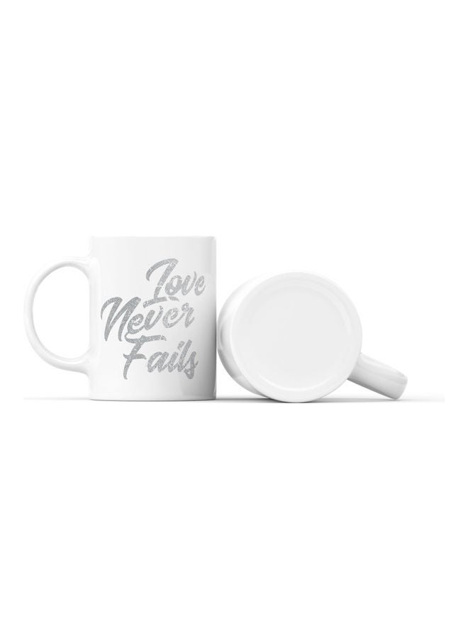 LOUD UNIVERSE Love Never Fails Printed Coffee Mug White/Grey  - Image 2