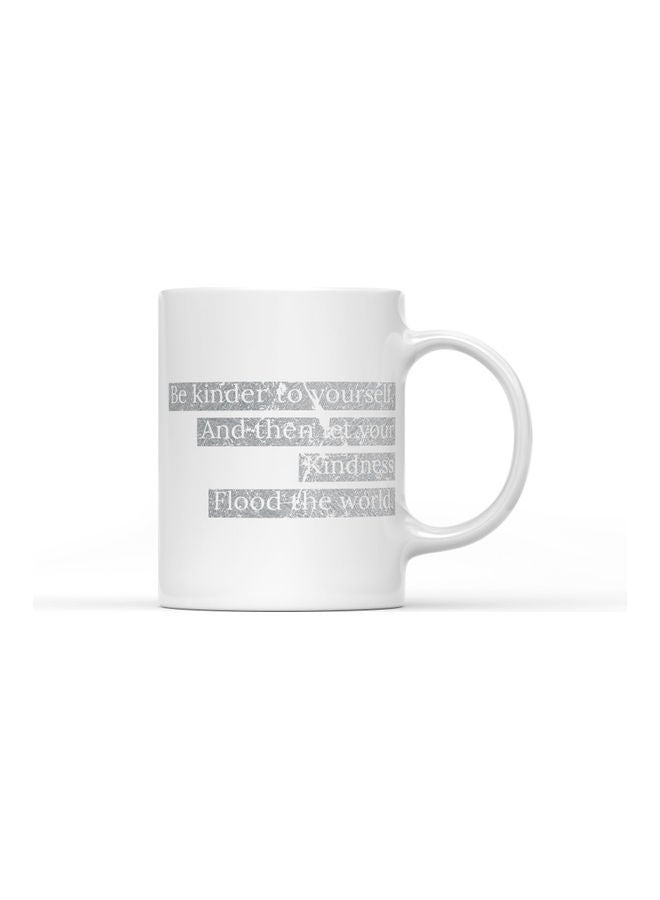 LOUD UNIVERSE Kinder Quote Printed Coffee Mug White/Grey  - Image 1