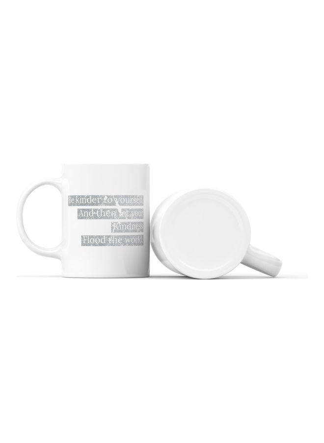 LOUD UNIVERSE Kinder Quote Printed Coffee Mug White/Grey  - Image 2