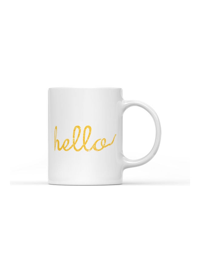 LOUD UNIVERSE Hello Printed Coffee Mug White/Yellow  - Image 1