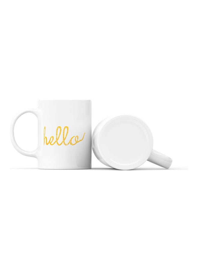 LOUD UNIVERSE Hello Printed Coffee Mug White/Yellow  - Image 2