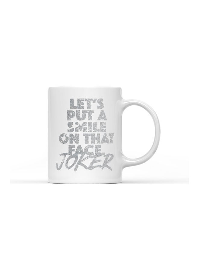 LOUD UNIVERSE Let's Put A Smile On That Face Quote Printed Coffee Mug White/Grey - Image 1