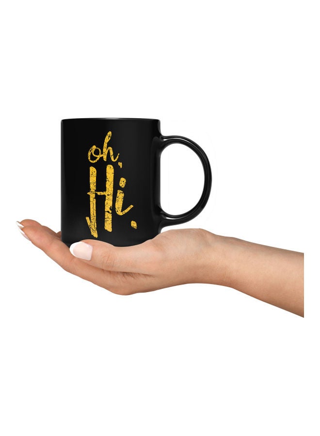 LOUD UNIVERSE Oh Hi Printed Coffee Mug Black/Gold  - Image 3