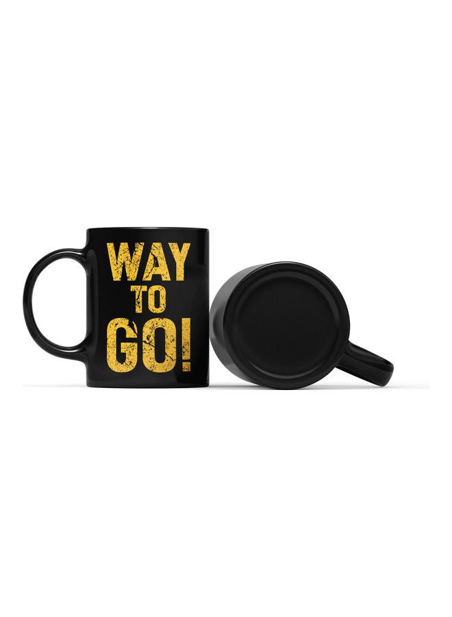 LOUD UNIVERSE Way To Go Quote Printed Coffee Mug Black/Gold  - Image 2