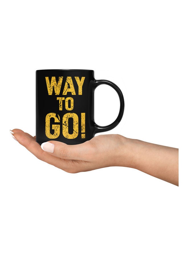 LOUD UNIVERSE Way To Go Quote Printed Coffee Mug Black/Gold  - Image 3