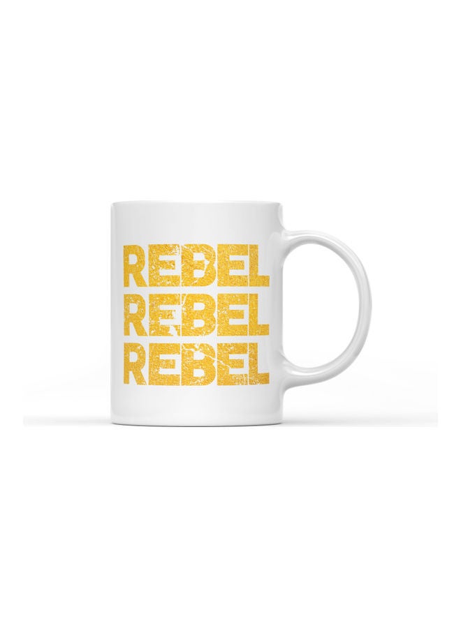 LOUD UNIVERSE Rebel Rebel Rebel Quote Printed Coffee Mug White/Gold  - Image 1