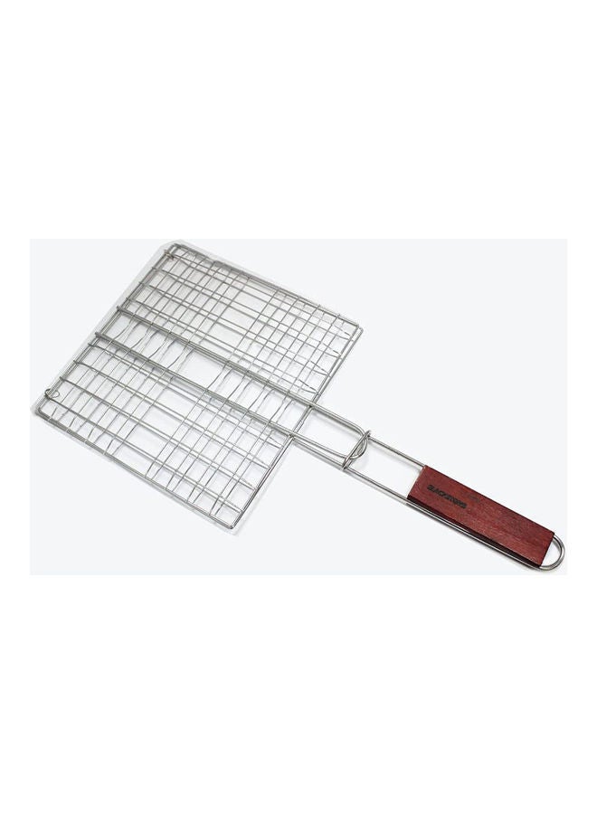 BLACKSTONE Stainless Steel Fish BBQ Grill Basket Silver/Brown 47x22x23cm 