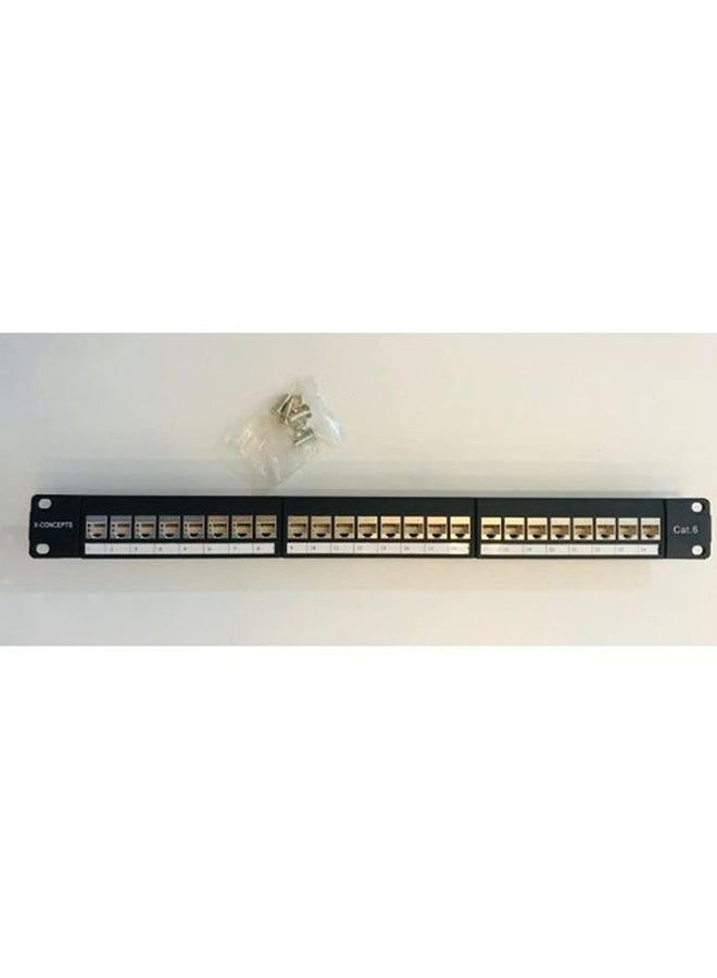Generic - Cat 6 Patch Panel 24 Port FTP Full Loaded Black - Image 1