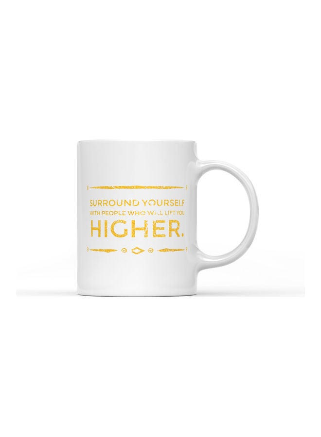 LOUD UNIVERSE Surround Yourself With People Printed Coffee Mug White/Yellow  - Image 1