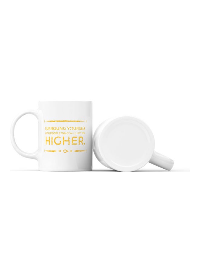 LOUD UNIVERSE Surround Yourself With People Printed Coffee Mug White/Yellow  - Image 2