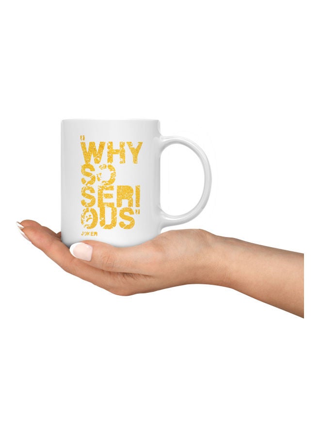 LOUD UNIVERSE Why So Serious Joker Printed Coffee Mug White/Yellow  - Image 3