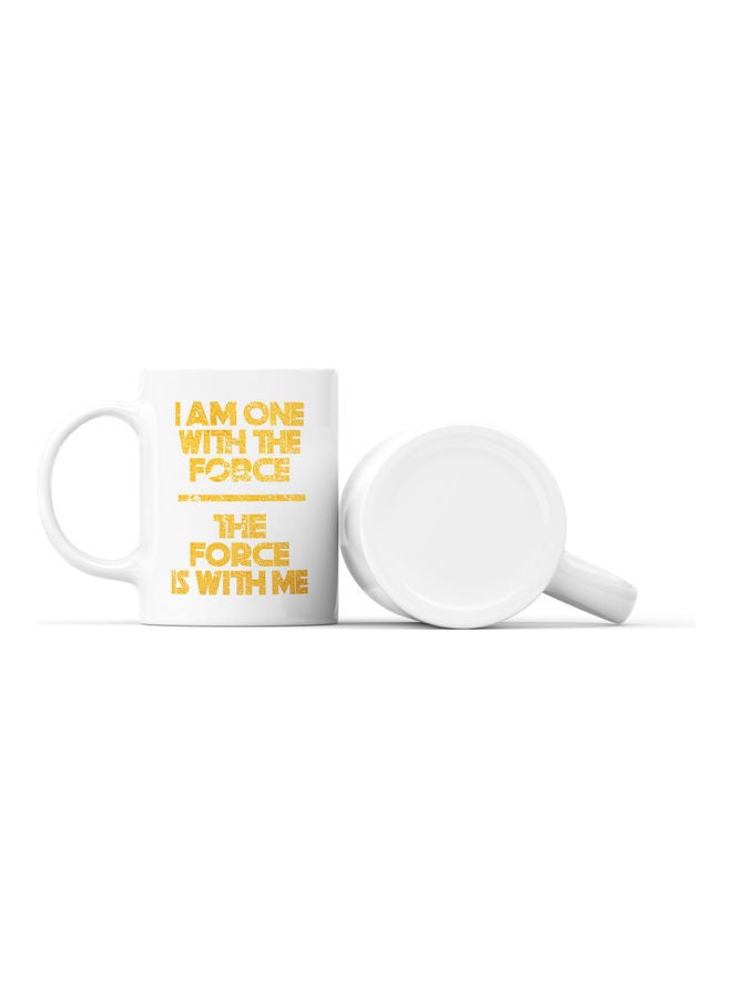 LOUD UNIVERSE I Am One With The Force Quote Printed Coffee Mug White/Yellow  - Image 2