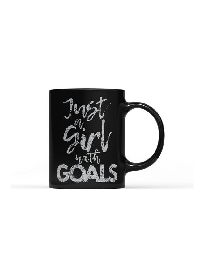 LOUD UNIVERSE Girls Goals Quote Printed Coffee Mug Black/White  - Image 1