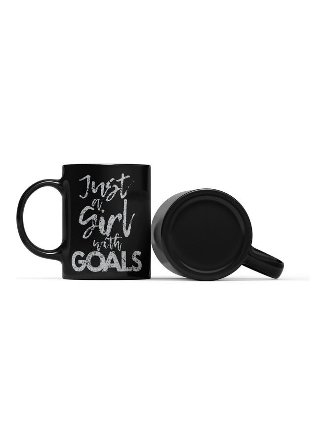LOUD UNIVERSE Girls Goals Quote Printed Coffee Mug Black/White  - Image 2