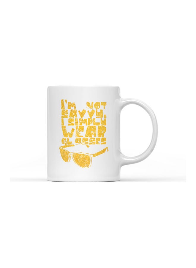 LOUD UNIVERSE Savvy Glasses Printed Coffee Mug White/Yellow  - Image 1