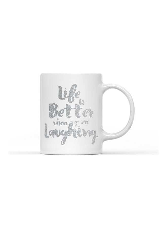LOUD UNIVERSE Stay Happy Quote Printed Coffee Mug White/Grey  - Image 1