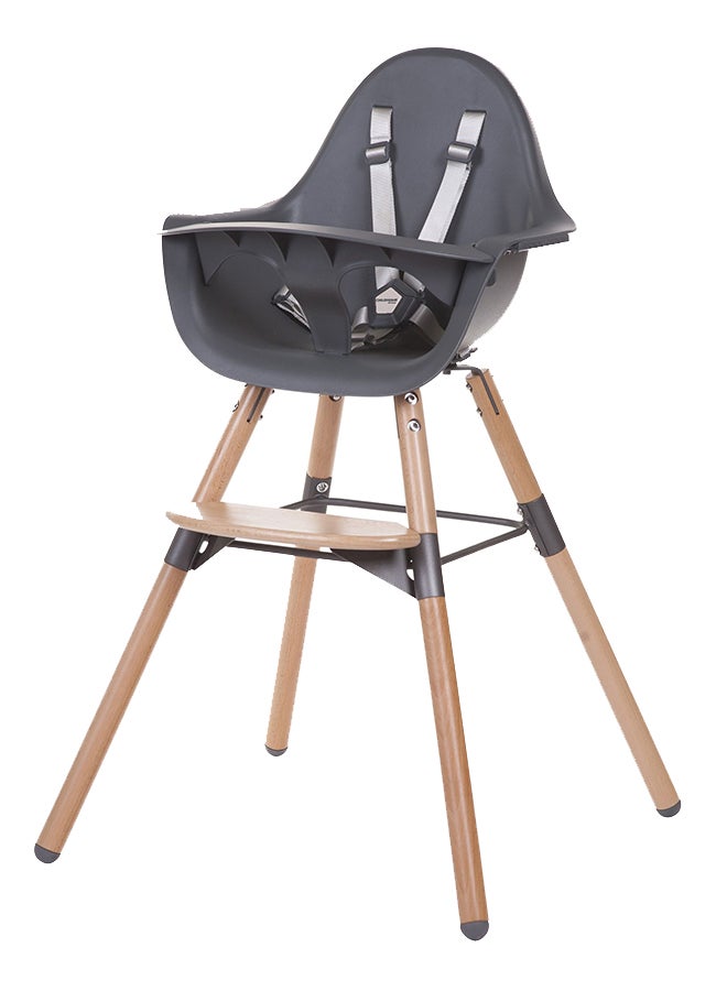 CHILDHOME - Evolu One 80° High Chair, 2 In 1 Baby High Chair With 180° Swivel, Portable High Chair, Adjustable Height Baby High Chair, Sleek Modern High Chair With Beechwood Legs, Anthracite - Image 1
