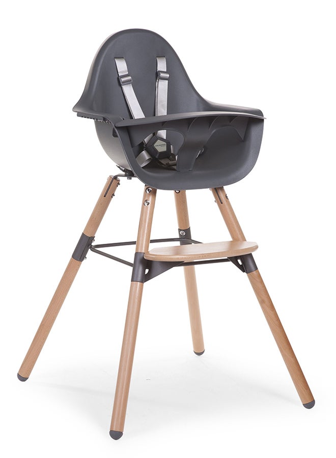 CHILDHOME - Evolu One 80° High Chair, 2 In 1 Baby High Chair With 180° Swivel, Portable High Chair, Adjustable Height Baby High Chair, Sleek Modern High Chair With Beechwood Legs, Anthracite - Image 1