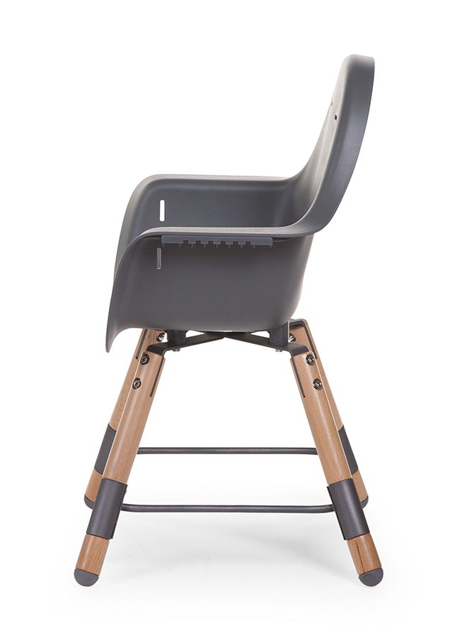 CHILDHOME - Evolu One 80° High Chair, 2 In 1 Baby High Chair With 180° Swivel, Portable High Chair, Adjustable Height Baby High Chair, Sleek Modern High Chair With Beechwood Legs, Anthracite - Image 1