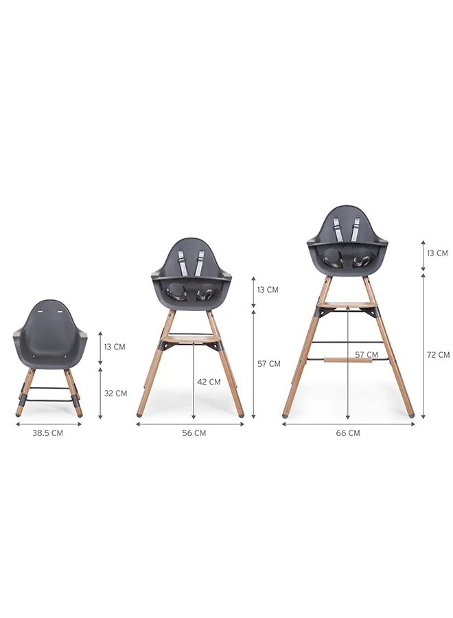 CHILDHOME Evolu One 80° High Chair, 2 In 1 Baby High Chair With 180° Swivel, Portable High Chair, Adjustable Height Baby High Chair, Sleek Modern High Chair With Beechwood Legs, Anthracite