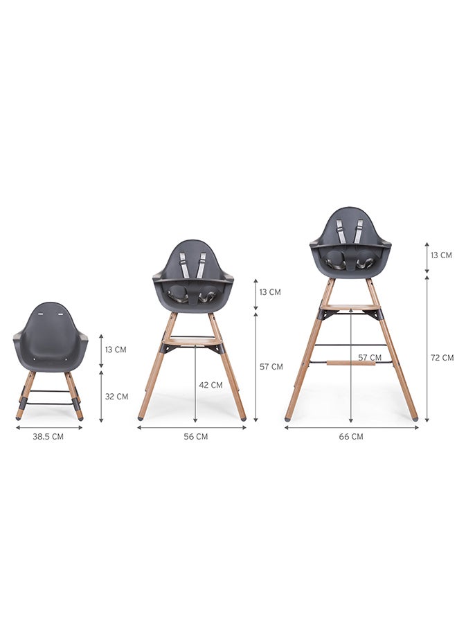 CHILDHOME - Evolu One 80° High Chair, 2 In 1 Baby High Chair With 180° Swivel, Portable High Chair, Adjustable Height Baby High Chair, Sleek Modern High Chair With Beechwood Legs, Anthracite - Image 1