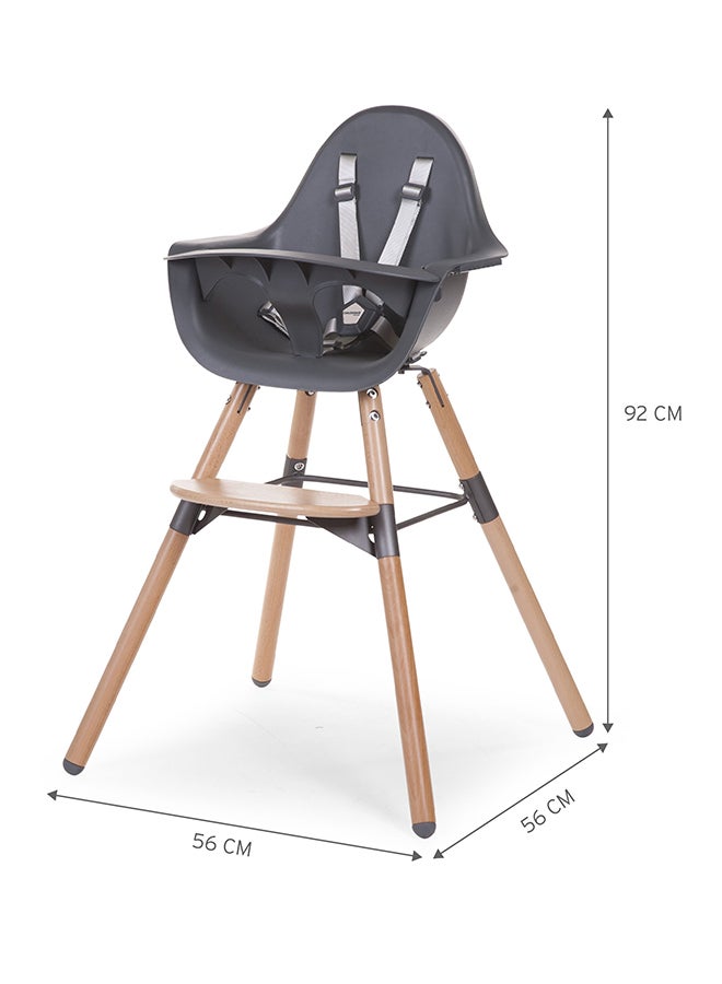 CHILDHOME - Evolu One 80° High Chair, 2 In 1 Baby High Chair With 180° Swivel, Portable High Chair, Adjustable Height Baby High Chair, Sleek Modern High Chair With Beechwood Legs, Anthracite - Image 1