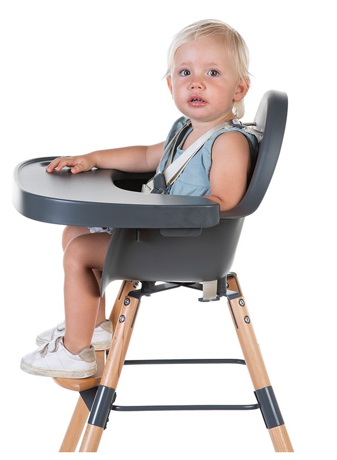 CHILDHOME - Evolu One 80° High Chair, 2 In 1 Baby High Chair With 180° Swivel, Portable High Chair, Adjustable Height Baby High Chair, Sleek Modern High Chair With Beechwood Legs, Anthracite - Image 1