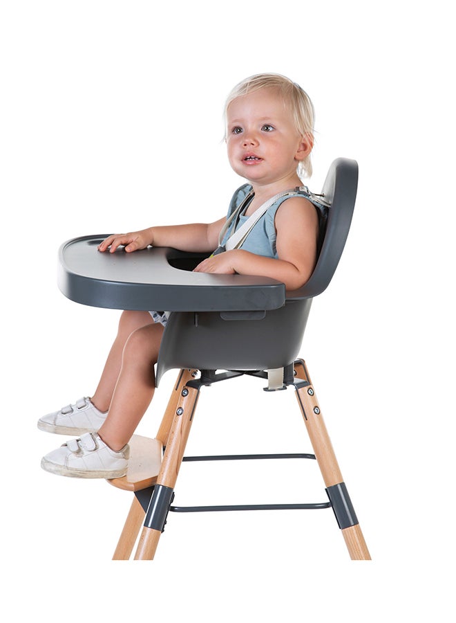 CHILDHOME - Evolu One 80° High Chair, 2 In 1 Baby High Chair With 180° Swivel, Portable High Chair, Adjustable Height Baby High Chair, Sleek Modern High Chair With Beechwood Legs, Anthracite - Image 1