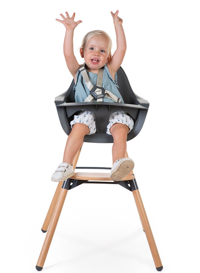 CHILDHOME - Evolu One 80° High Chair, 2 In 1 Baby High Chair With 180° Swivel, Portable High Chair, Adjustable Height Baby High Chair, Sleek Modern High Chair With Beechwood Legs, Anthracite - Image 1